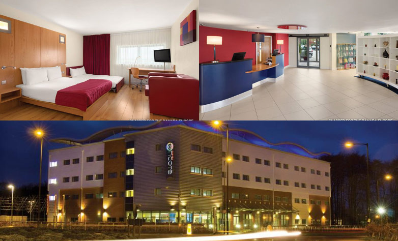 Ramada Encore Doncaster reception, bedroom and exterior